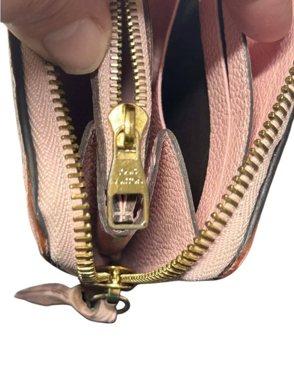 LOUIS VUITTON Rose Ballerine Monogram Empreinte Leather Clemence Long zip wallet